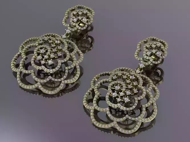 Jewlery Flower Earrings Gold MM-0068  3D print model
