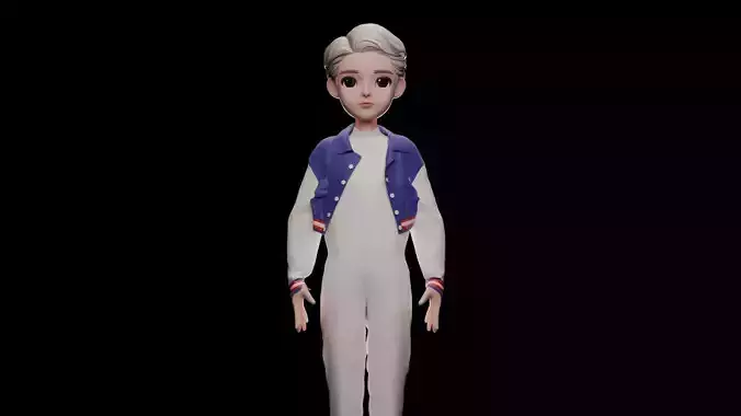 Stylized Boy 3D Model Rigged and Textured T Pose