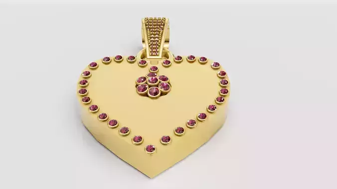 gold heart jewelry 3D printable model 