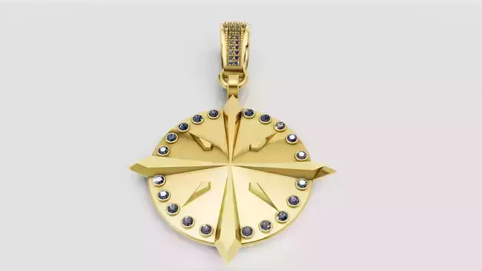 compass pendant 3D printable model 