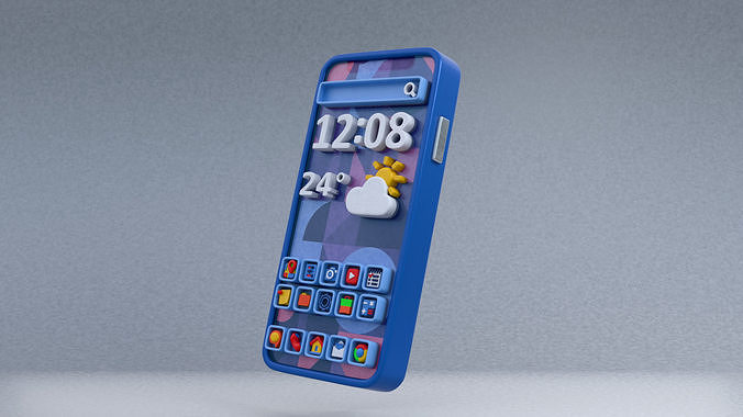 Smartphone with Volumetric Icons 3D model