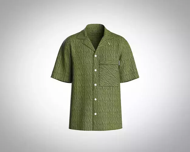 Mens resort shirt with texture fabric big pocket