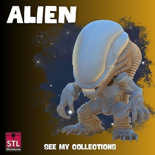 Chibi Xenomorph STL File Alien Inspired Cute Monster  3D print model