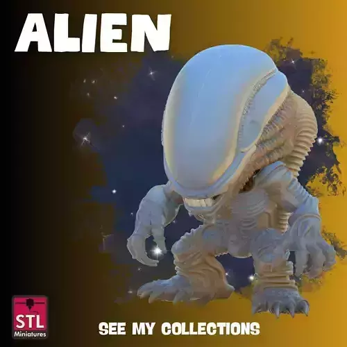Chibi Xenomorph STL File Alien Inspired Cute Monster  3D print model