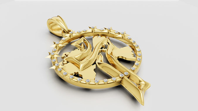 arabic gold pendant 3D printable model  3D print model