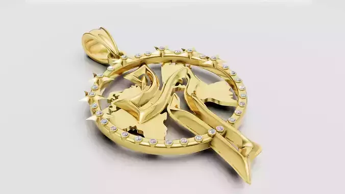 arabic gold pendant 3D printable model 