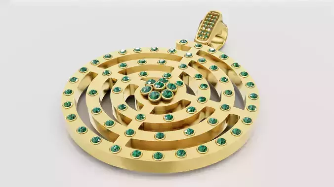spiral gold pendant 3D printable model 