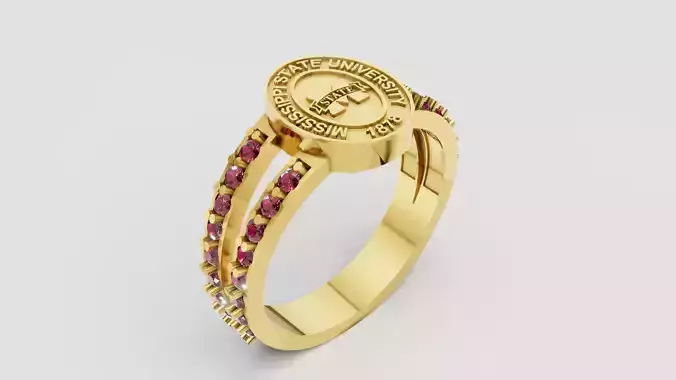 university graduation ring 3D printable model 