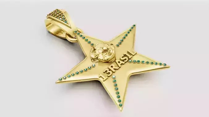 gold star necklace 3D printable model 
