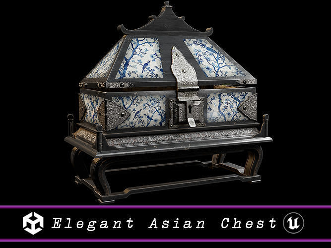 Elegant Asian Chest  Low-poly 3D model