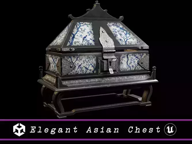 Elegant Asian Chest  Low-poly 3D model