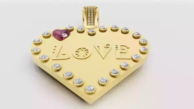 love heart pendant 3D printable model 