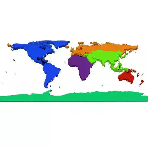 Continents Map  Low-poly 3D model