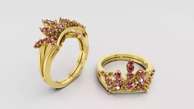 crown gold ring 3D printable model 