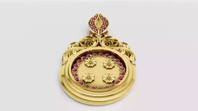 floral gold pendant 3D printable model 