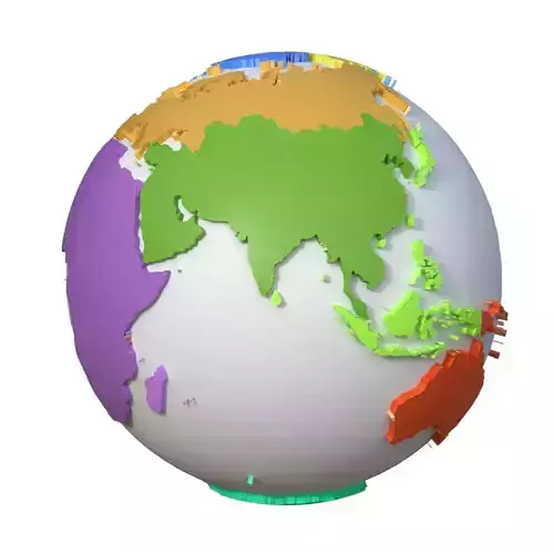 Continents Map Globe Low-poly 3D model