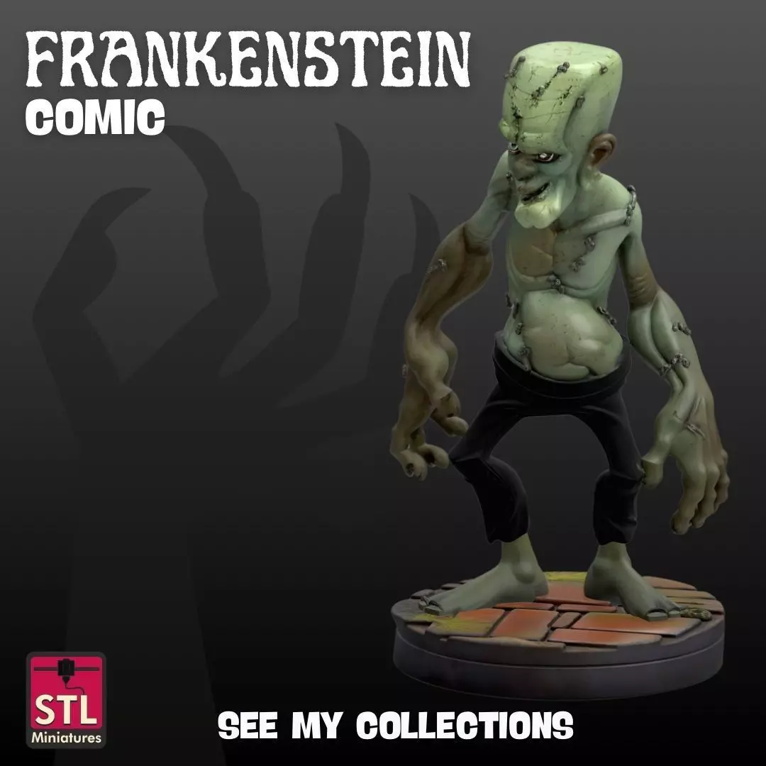 Funny Frankenstein STL File Stylized Monster with Cartoon 3D print model_0