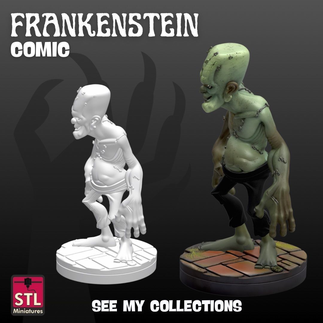 Funny Frankenstein STL File Stylized Monster with Cartoon 3D print model_2