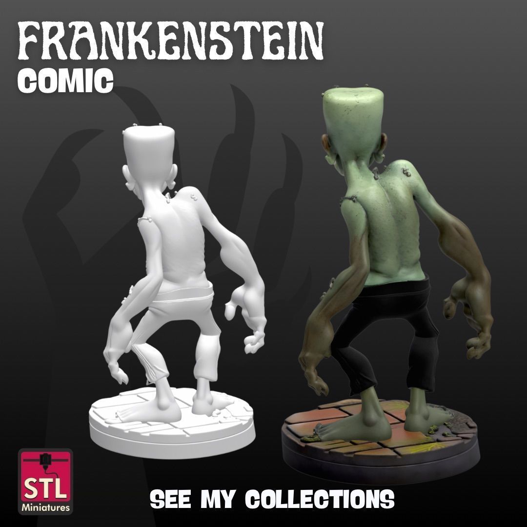 Funny Frankenstein STL File Stylized Monster with Cartoon 3D print model_3