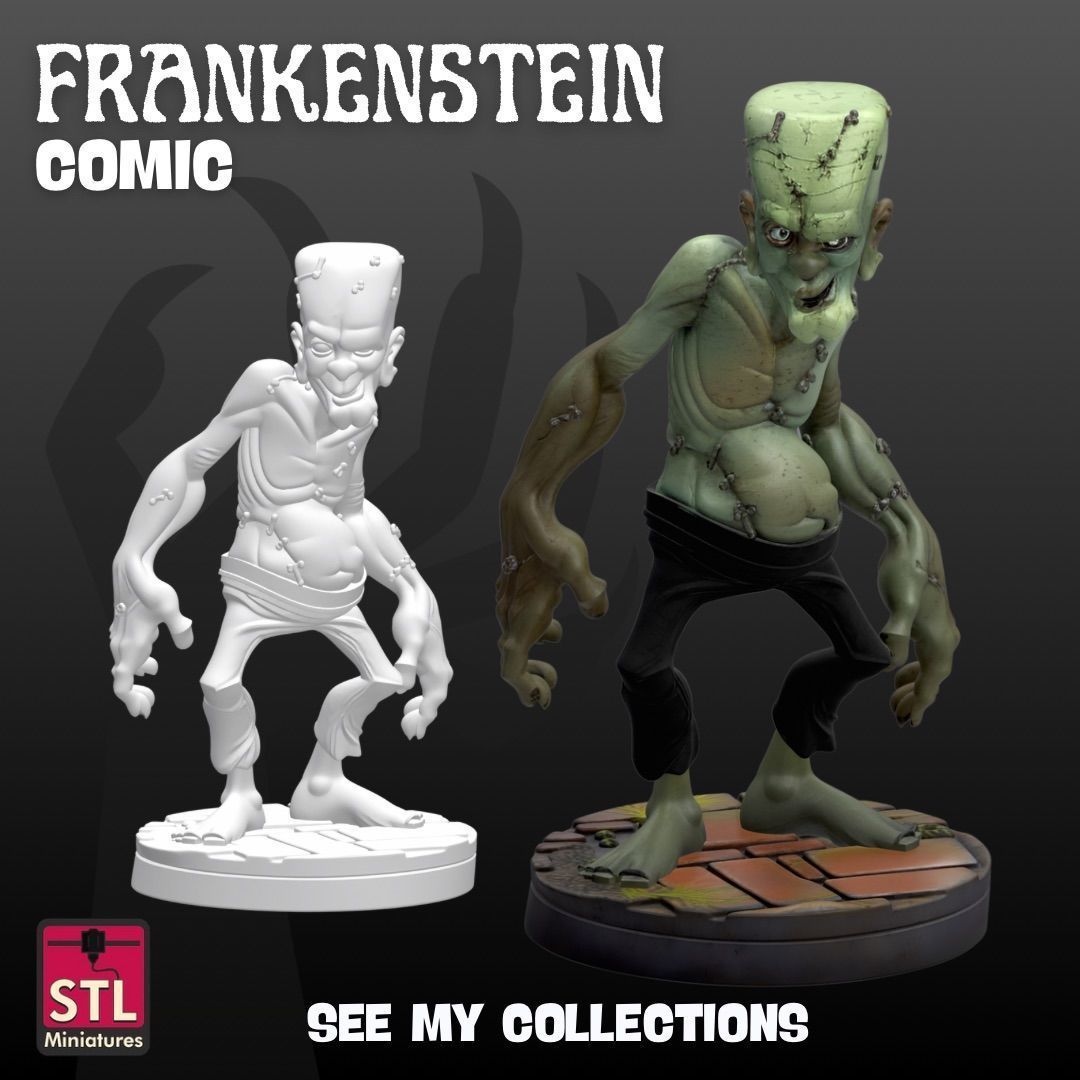 Funny Frankenstein STL File Stylized Monster with Cartoon 3D print model_1