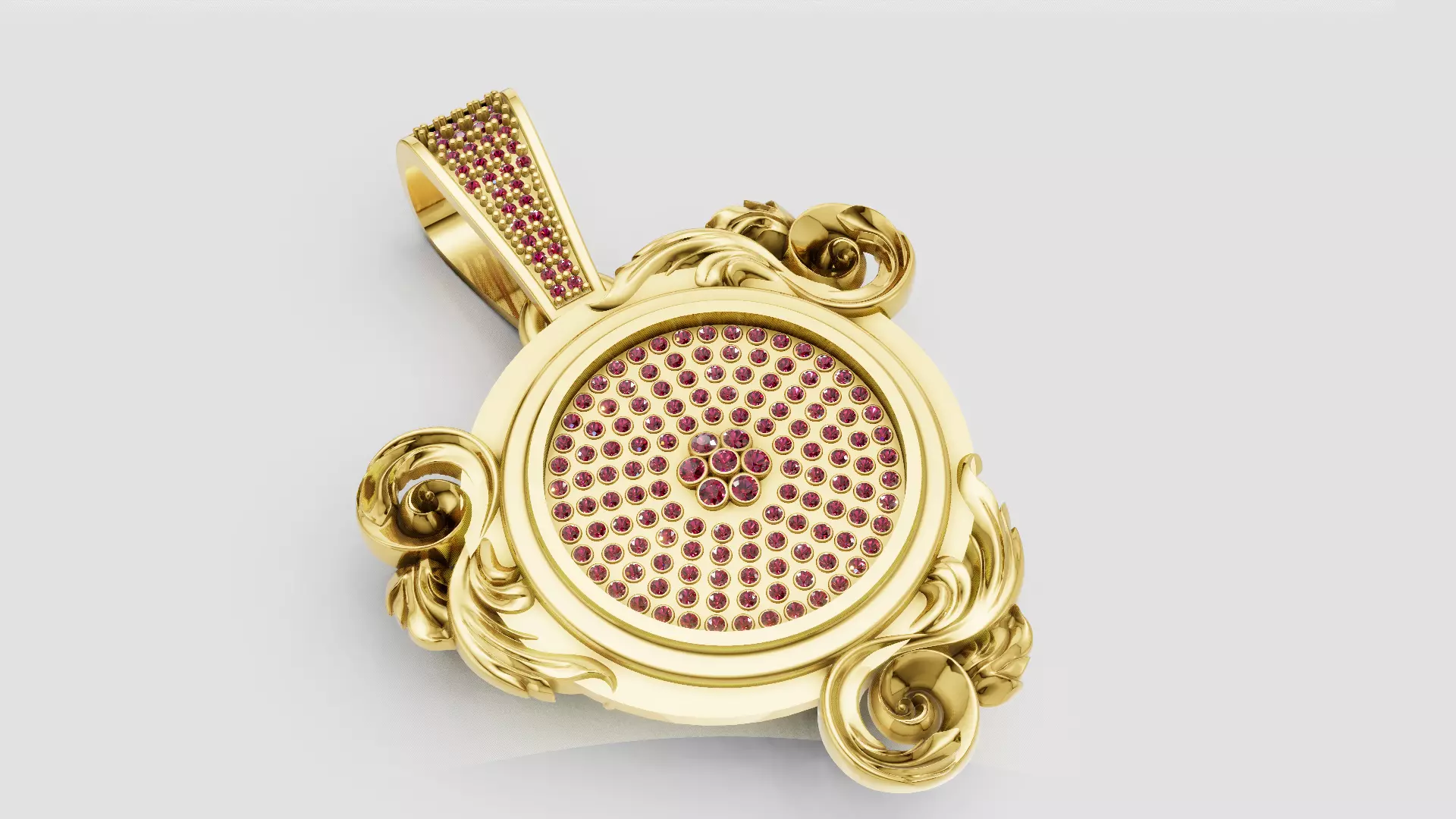 ruby gold pendant 3D printable model 3D print model