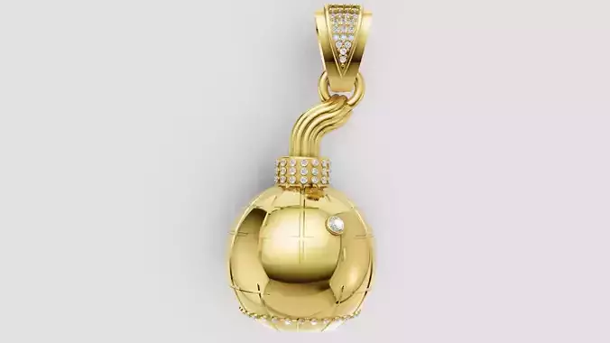 3D Gold Diamond Pendant BOMM