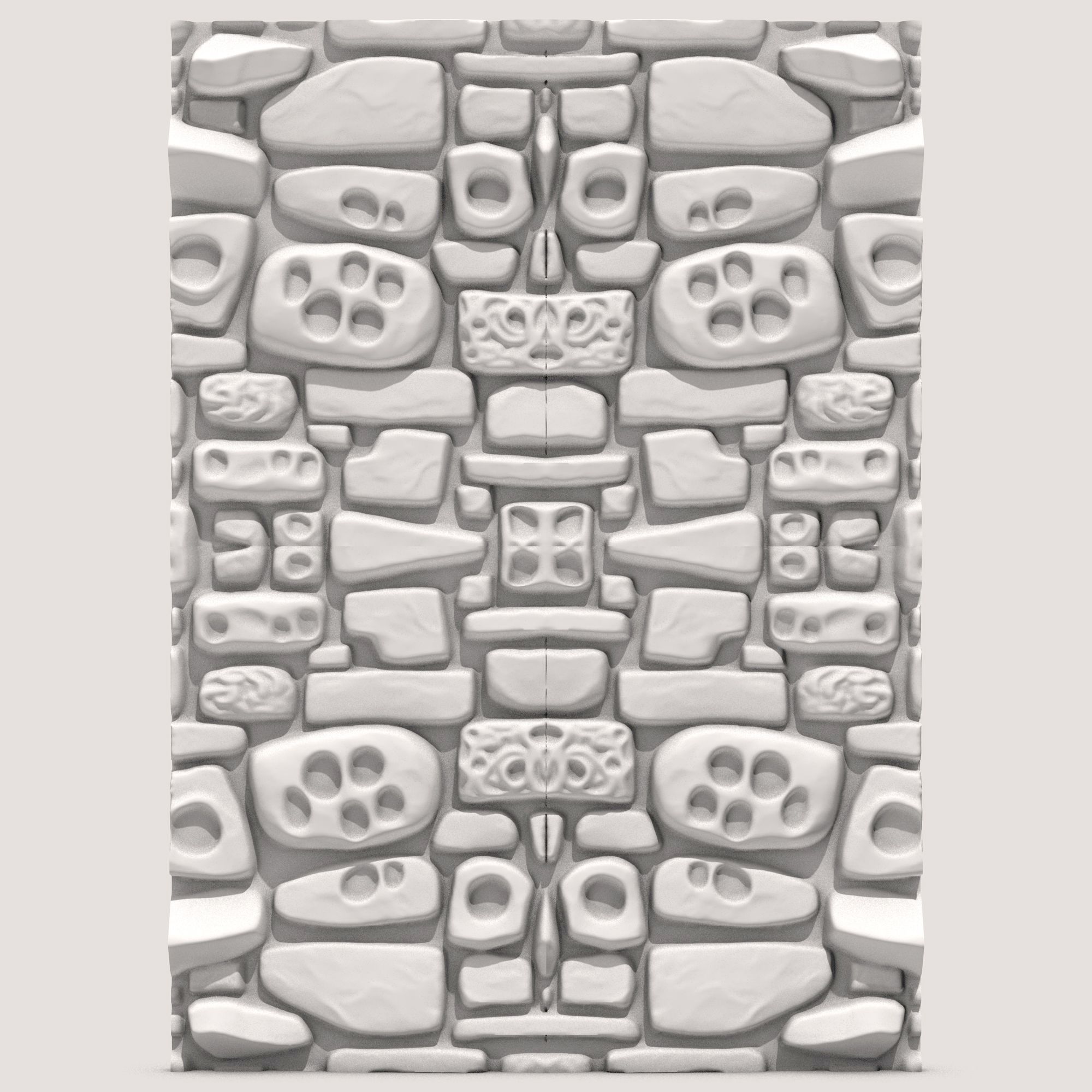 Seamless Stone Wall 1 3D print model_4