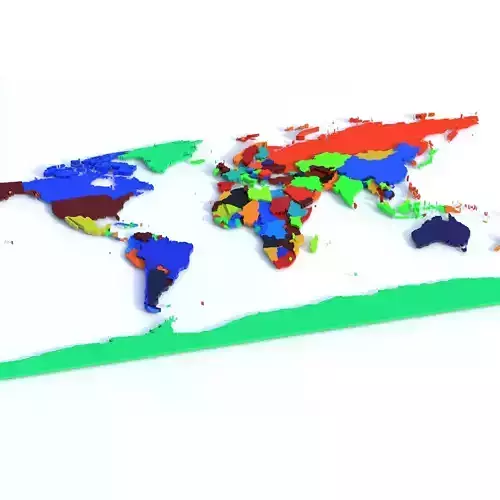 Countries Offset Map Low-poly 3D model