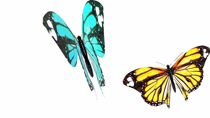 Butterflies Animated Low-poly 3D model