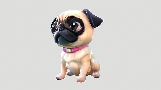 Pug Dog Low-poly 3D model