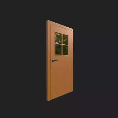 Wooden Door with Four Panel Glass Window