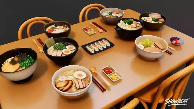 Japanese Ramen Pack Low-poly 3D model 4