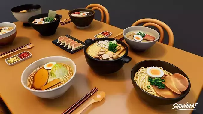 Japanese Ramen Pack Low-poly 3D model 5