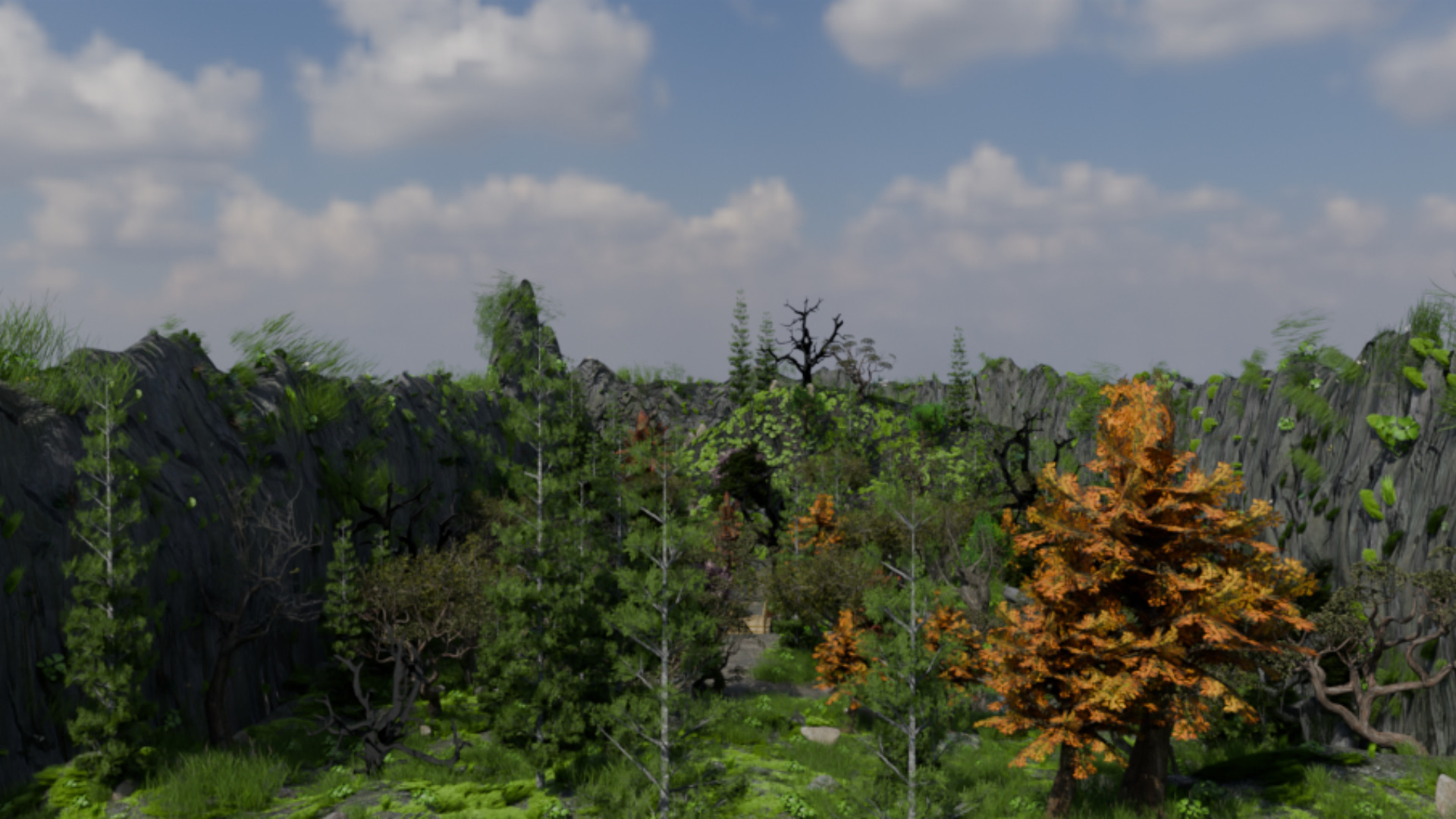 Realistic Forest Game Environment with 4 Linked Sectors 3D model_10