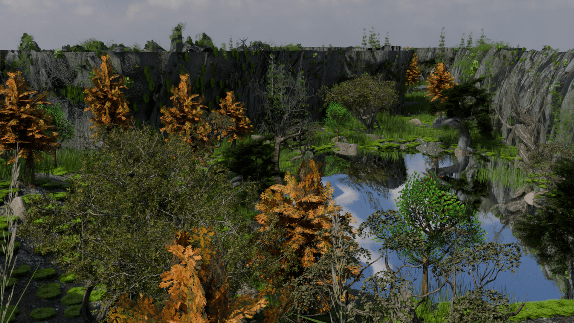 Realistic Forest Game Environment with 4 Linked Sectors 3D model_2