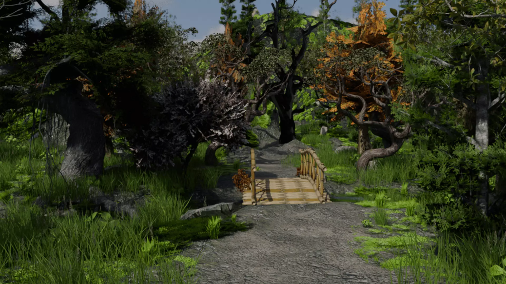 Realistic Forest Game Environment with 4 Linked Sectors 3D model_0