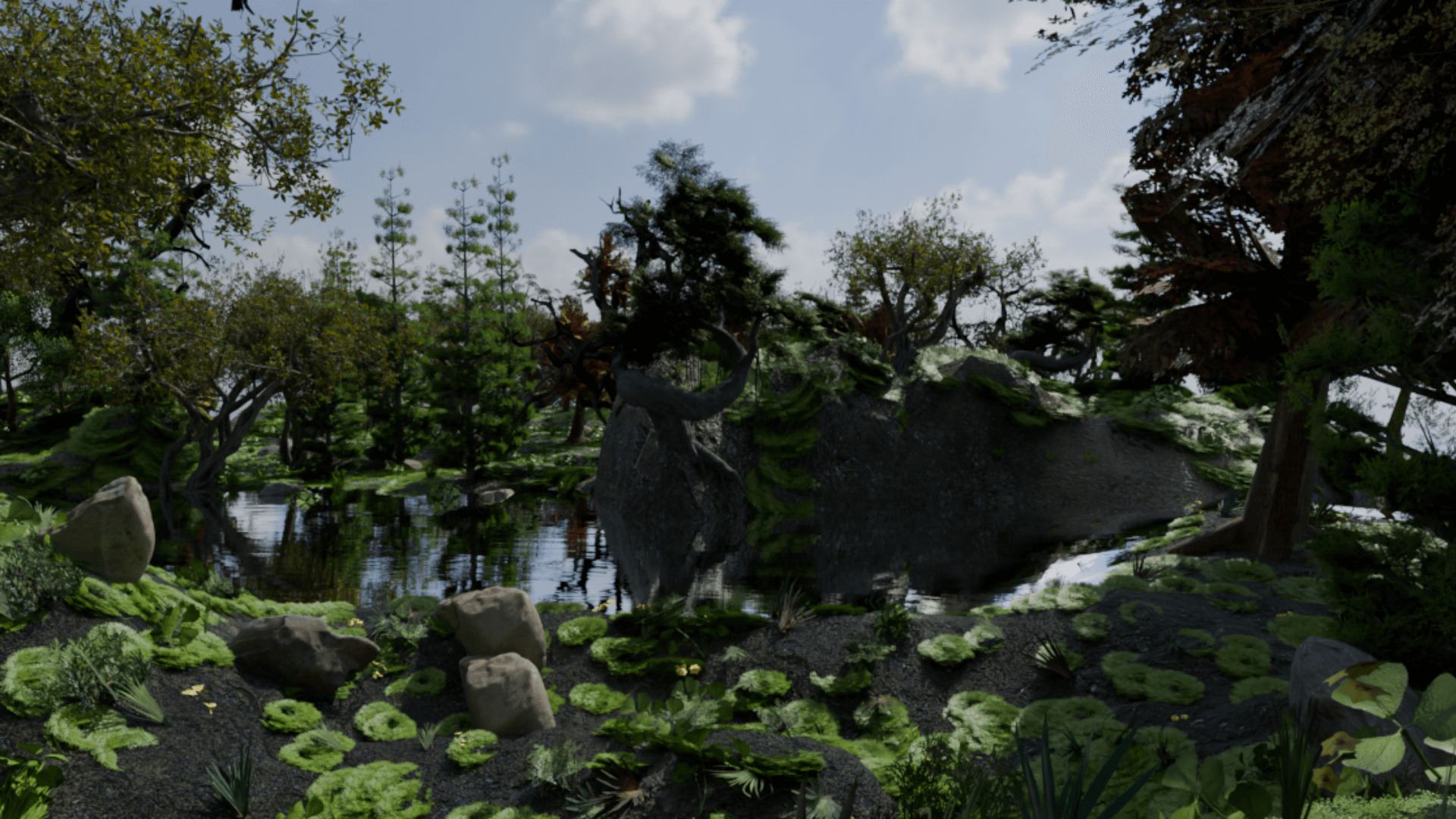 Realistic Forest Game Environment with 4 Linked Sectors 3D model_5