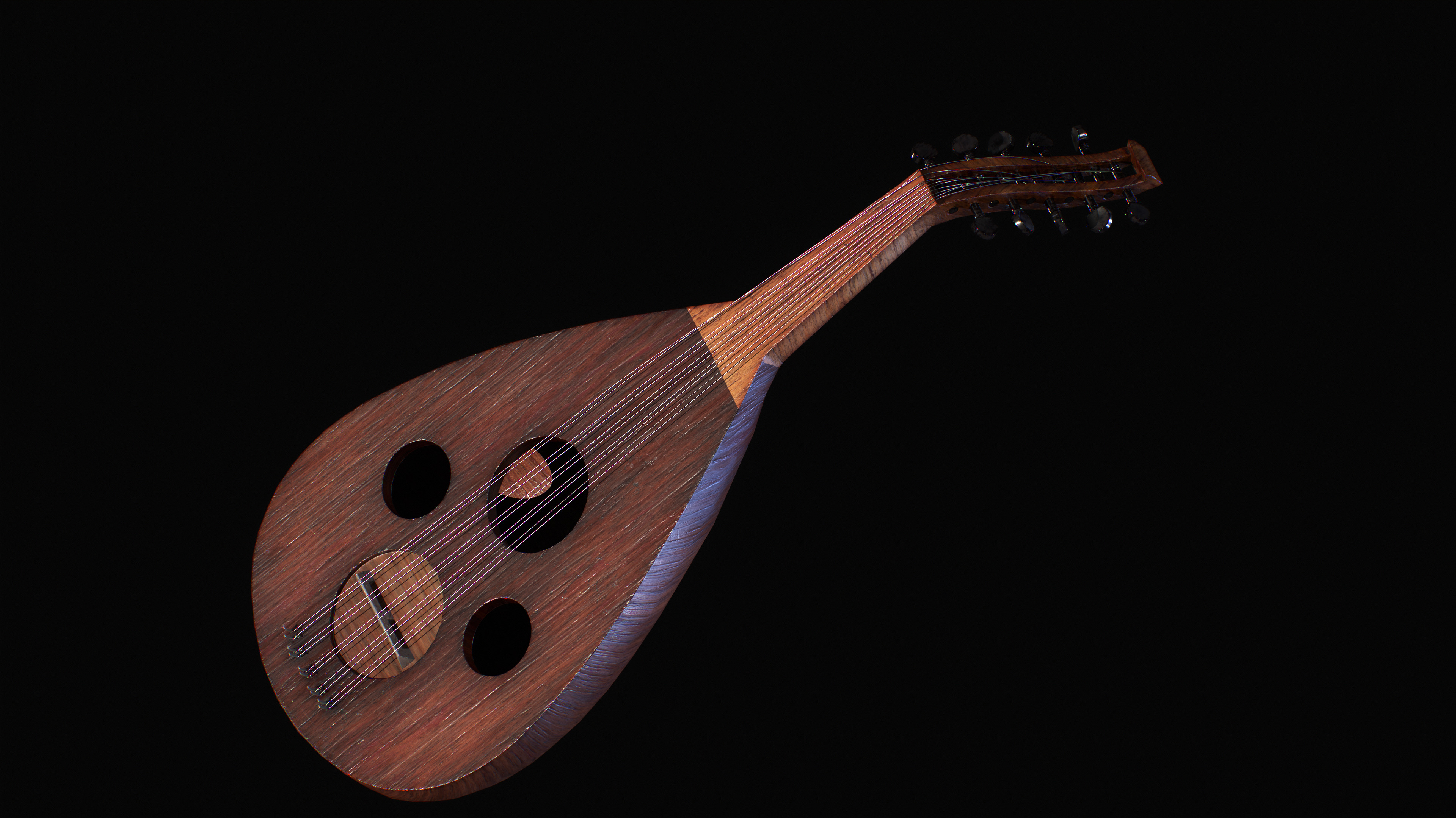 Lute Musical Instrument UD Low-poly 3D model_5