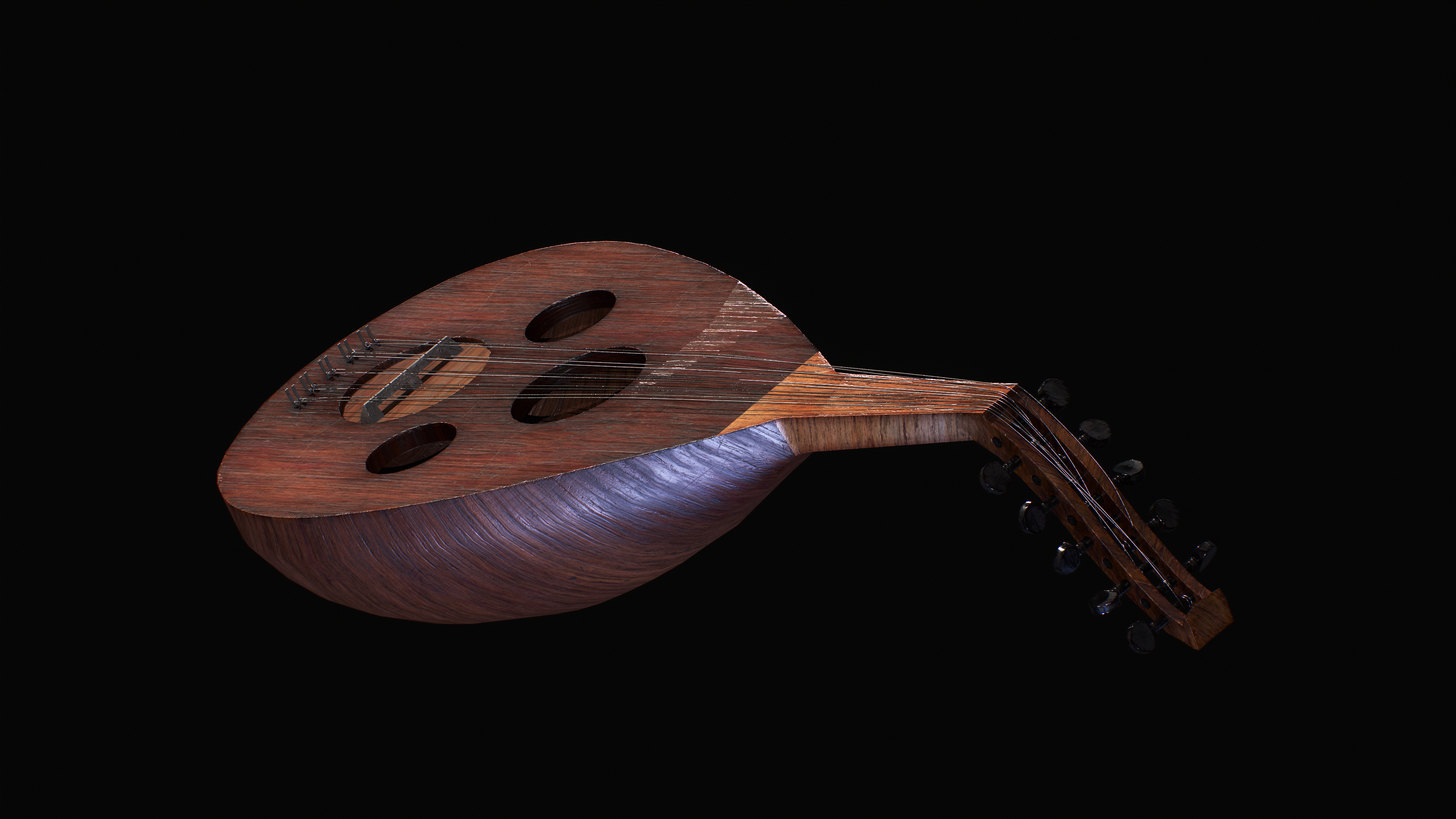 Lute Musical Instrument UD Low-poly 3D model_4