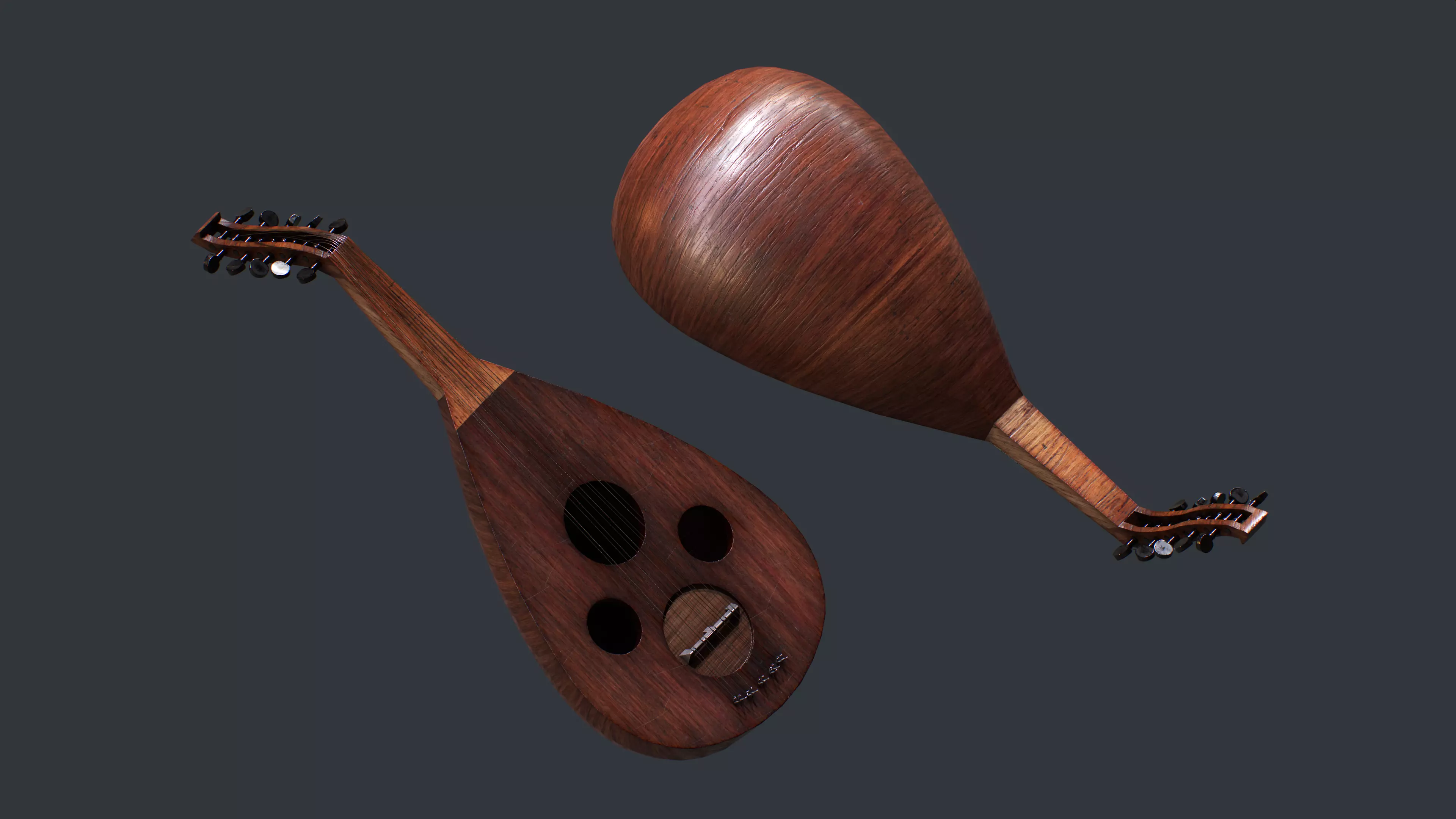 Lute Musical Instrument UD Low-poly 3D model_0