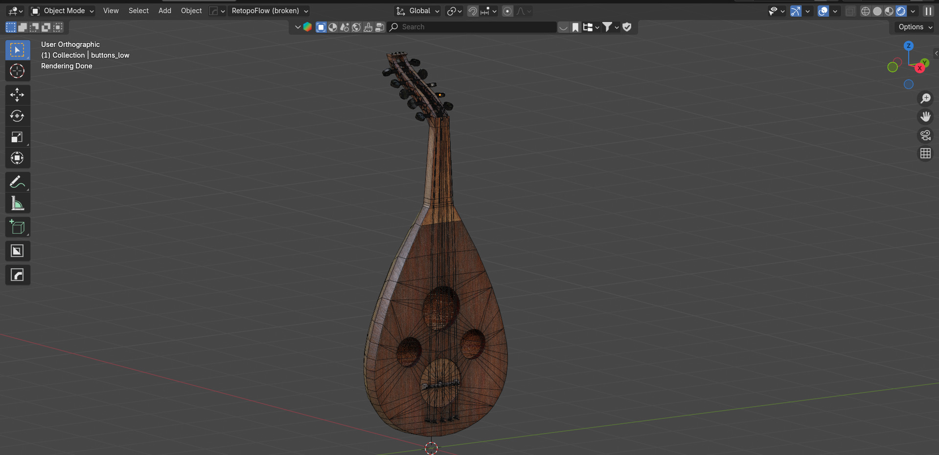 Lute Musical Instrument UD Low-poly 3D model_6