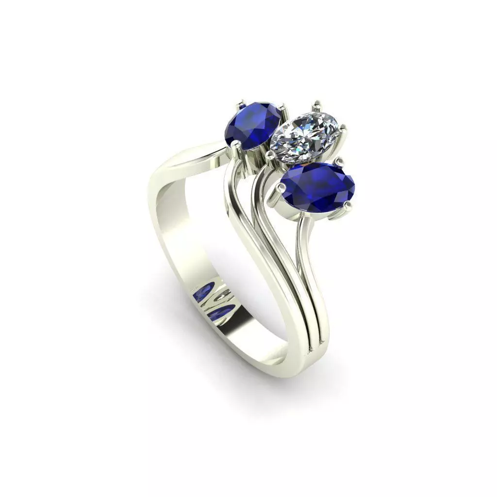 Ring sapphire and diamond Free 3D print model
