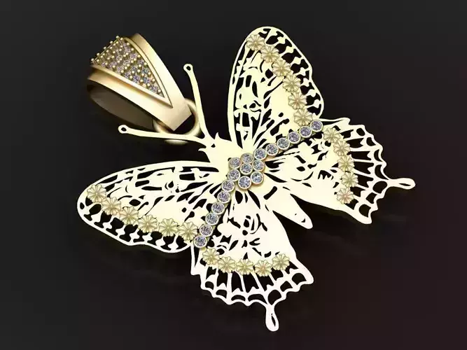butterfly pendant 3D printable model 3D print model