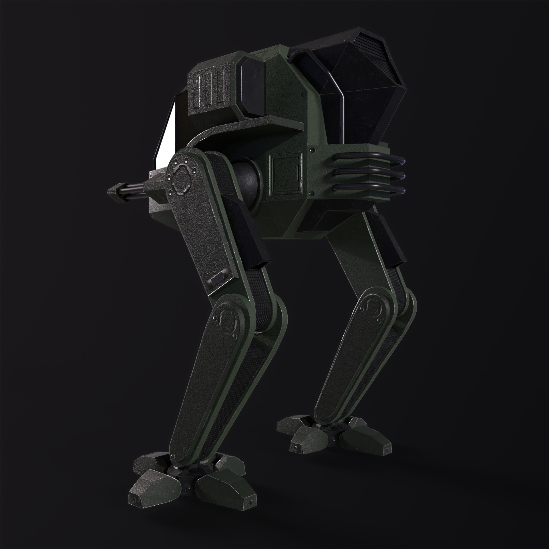 Military Mech PBR Low-poly 3D model_14