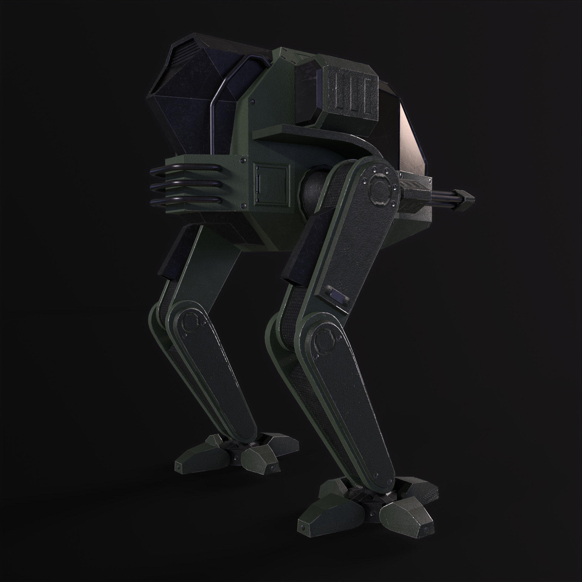 Military Mech PBR Low-poly 3D model_15