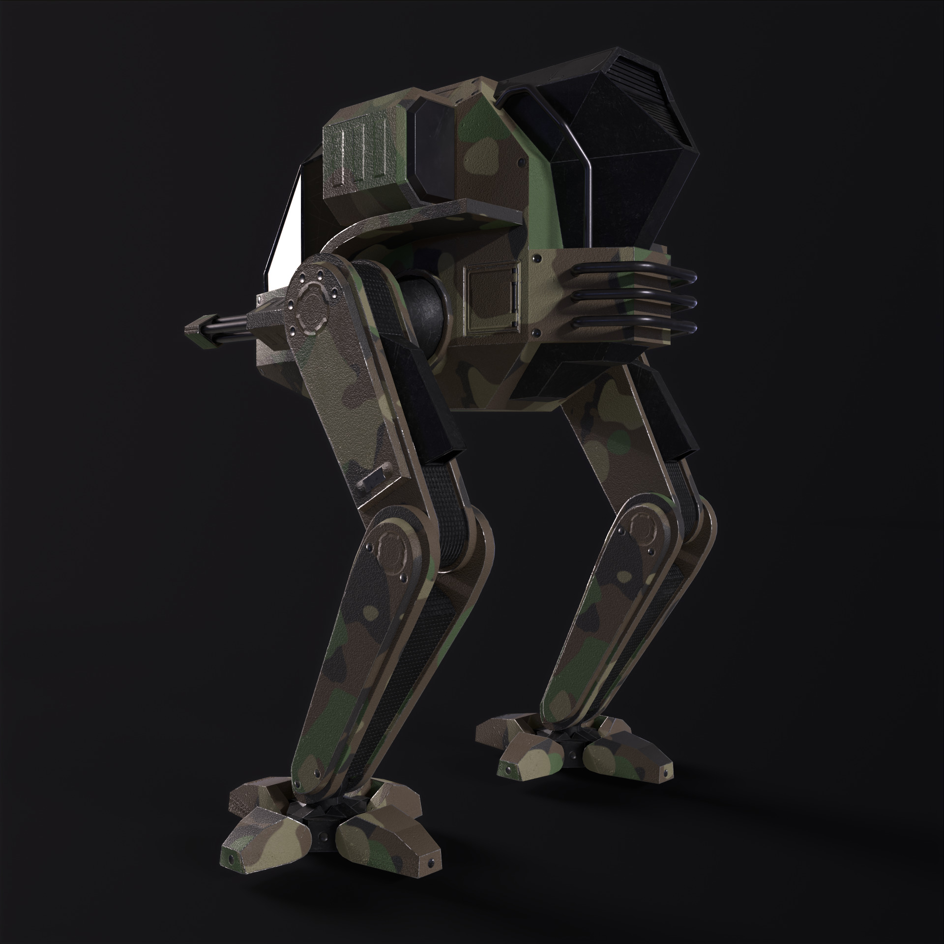 Military Mech PBR Low-poly 3D model_26