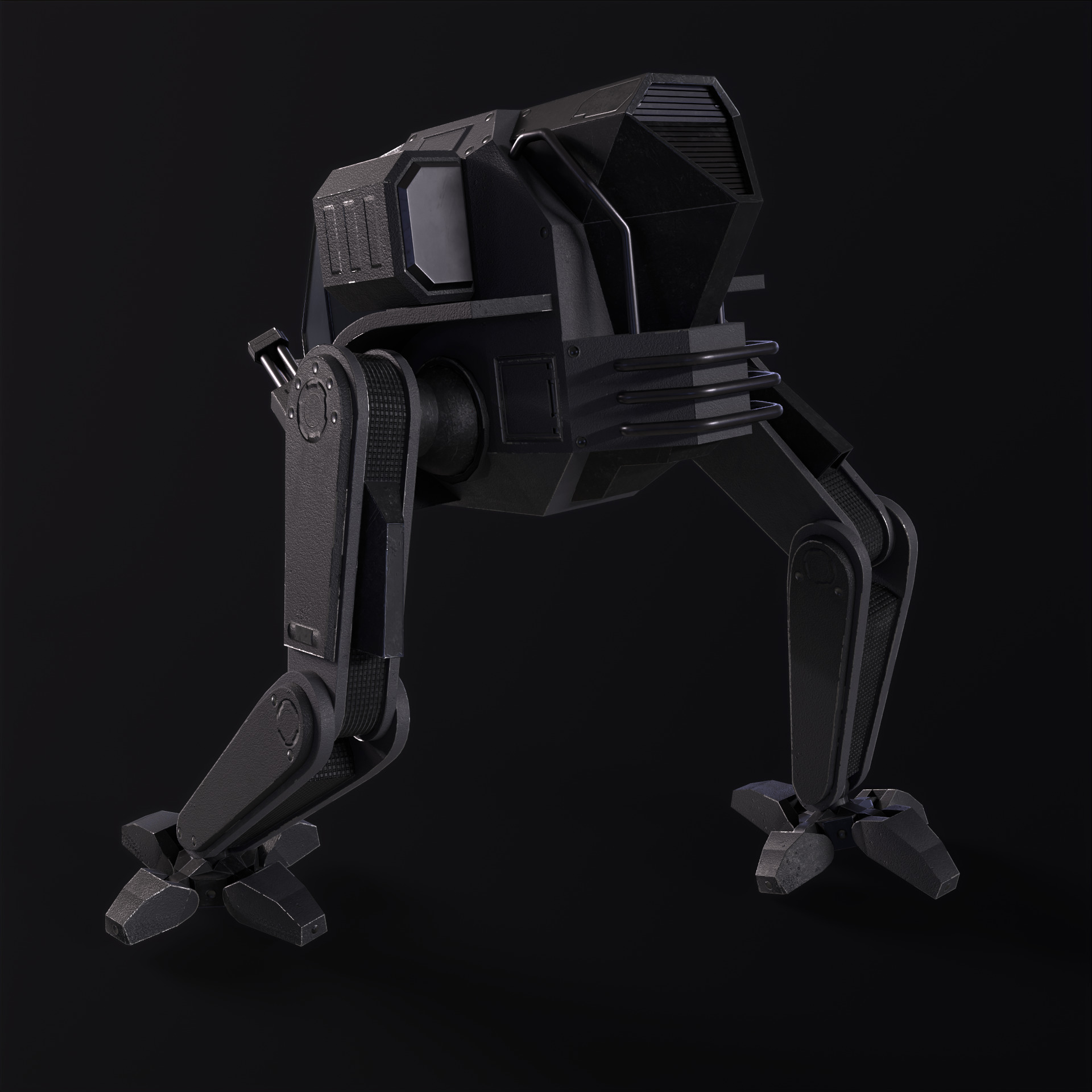 Military Mech PBR Low-poly 3D model_42