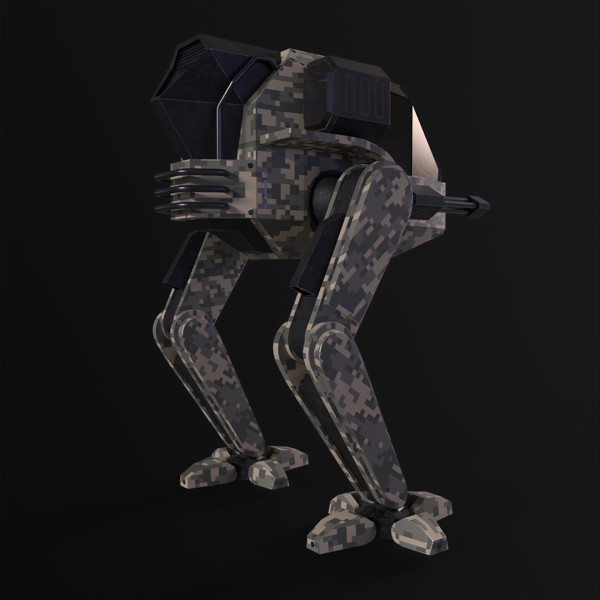 Military Mech PBR Low-poly 3D model_33