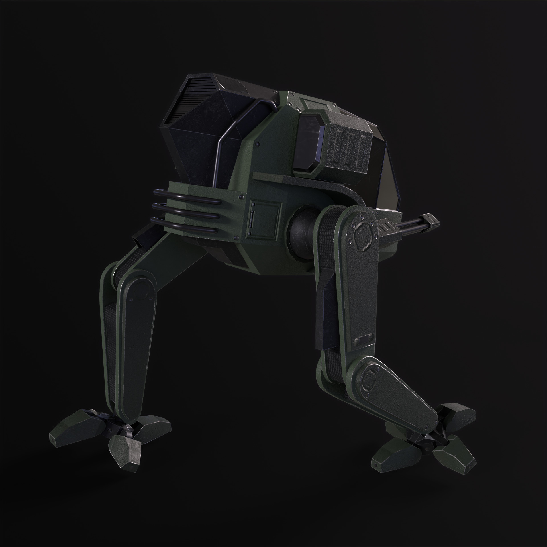 Military Mech PBR Low-poly 3D model_3