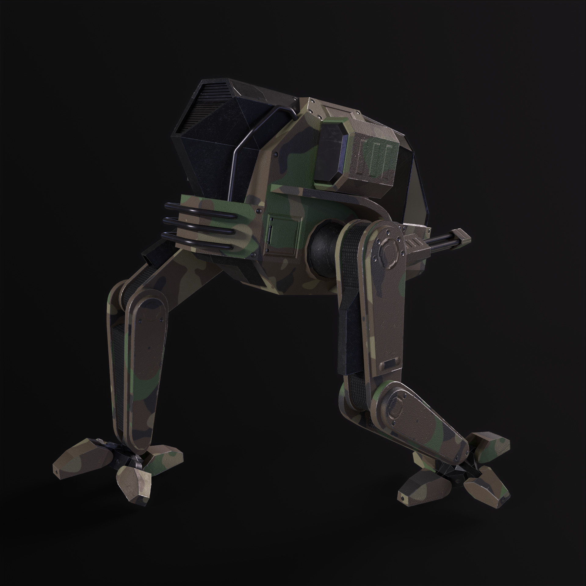 Military Mech PBR Low-poly 3D model_9
